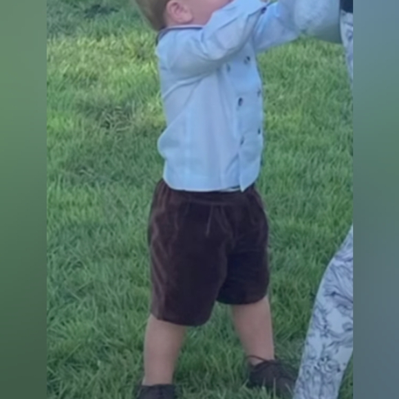 Blue and brown Petter Pan collar short Set size 2t brand  Chabré - Picture 6 of 6